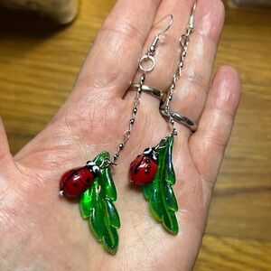 3/$25 Ladybug and Leaf Dangle Earrings
